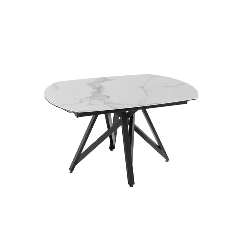 WarholTable moderne en céramique extensible avec pied central design en métal noir