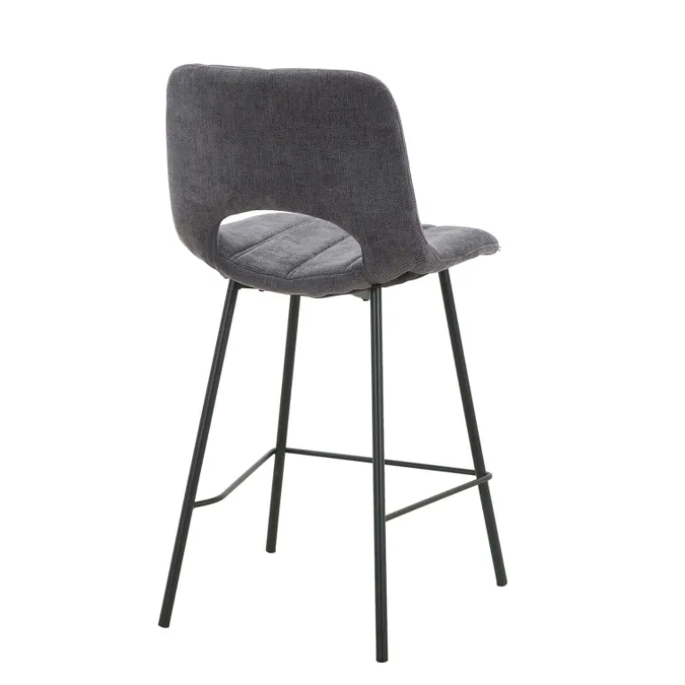 WilliamTabouret cosy en tissu avec pieds en métal noir