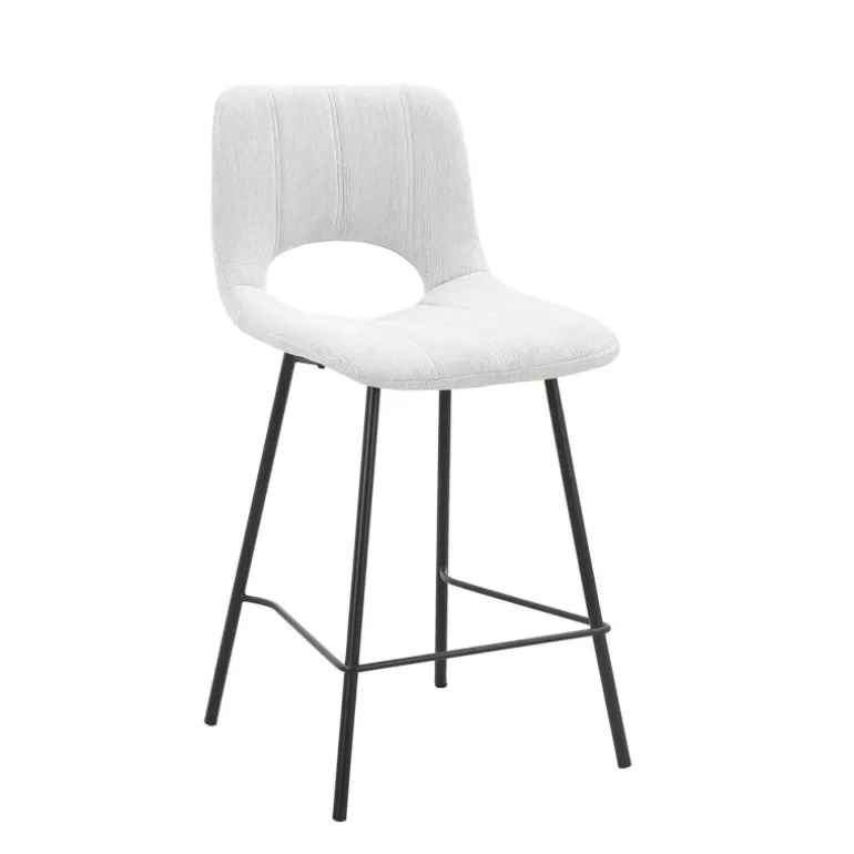 WilliamTabouret cosy en tissu avec pieds en métal noir