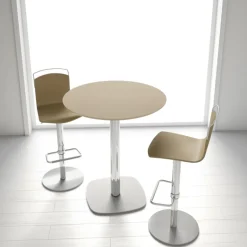 Win Tabouret design réglable et pivotant métal chromé et bois