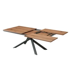 4x4 Table design extensible rectangulaire en bois et métal
