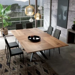 4x4 Table design extensible rectangulaire en bois et métal