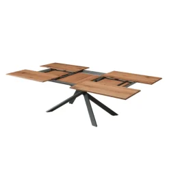 4x4 Table design extensible rectangulaire en bois et métal