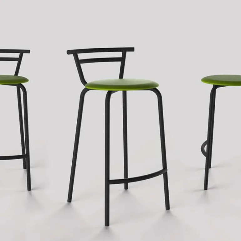 Xélus Carrier® Tabouret snack fabriqué en France assise ronde rembourrée et structure métal