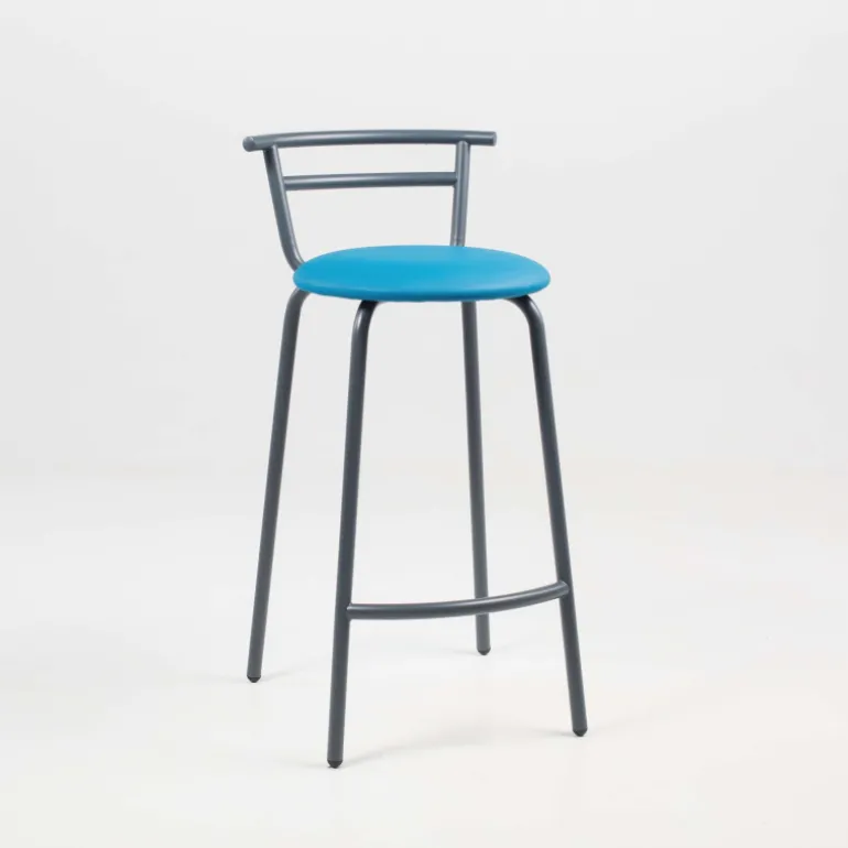 Xélus Carrier® Tabouret snack fabriqué en France assise ronde rembourrée et structure métal