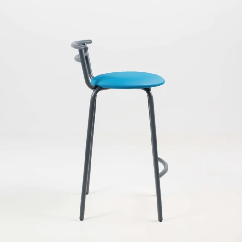 Xélus Carrier® Tabouret snack fabriqué en France assise ronde rembourrée et structure métal