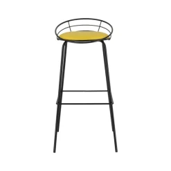 Yaël Carrier® Tabouret haut français rembourré en métal et simili