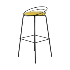 Yaël Carrier® Tabouret haut français rembourré en métal et simili