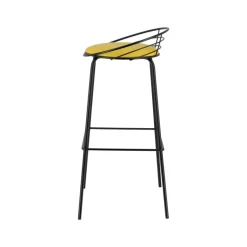 Yaël Carrier® Tabouret haut français rembourré en métal et simili