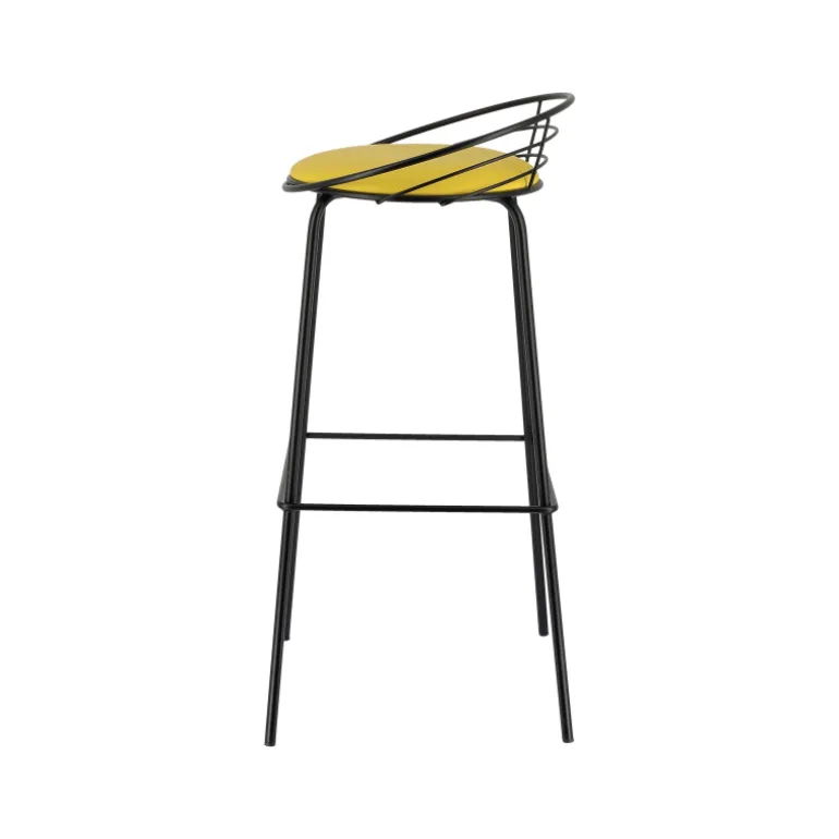 Yaël Carrier® Tabouret haut français rembourré en métal et simili