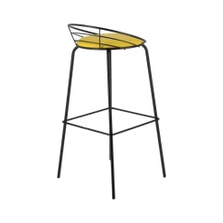 Yaël Carrier® Tabouret haut français rembourré en métal et simili