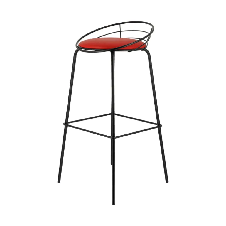 Yaël Carrier® Tabouret haut français rembourré en métal et simili