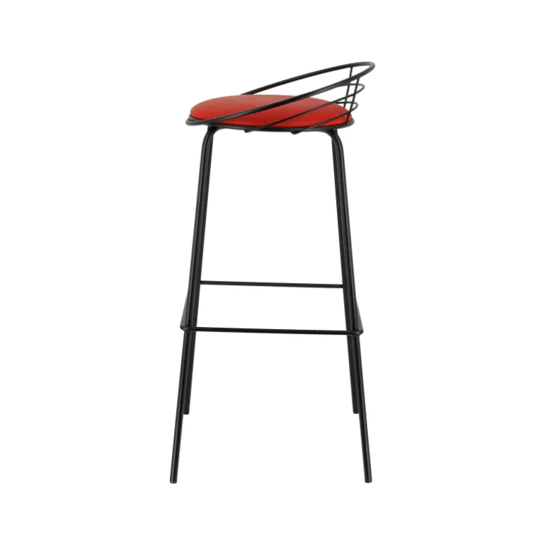 Yaël Carrier® Tabouret haut français rembourré en métal et simili