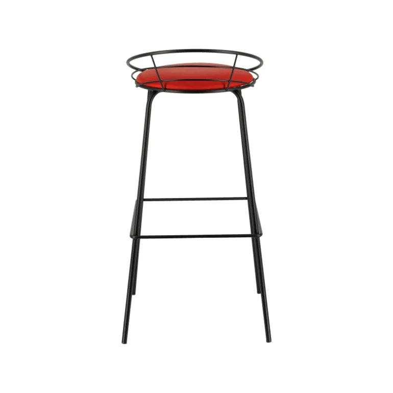 Yaël Carrier® Tabouret haut français rembourré en métal et simili