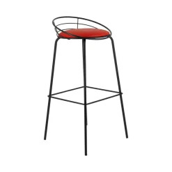 Yaël Carrier® Tabouret haut français rembourré en métal et simili