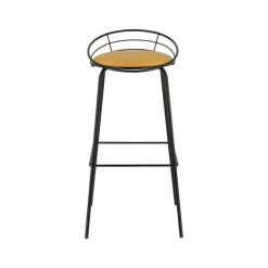Yaël Carrier® Tabouret haut français rembourré en métal et simili