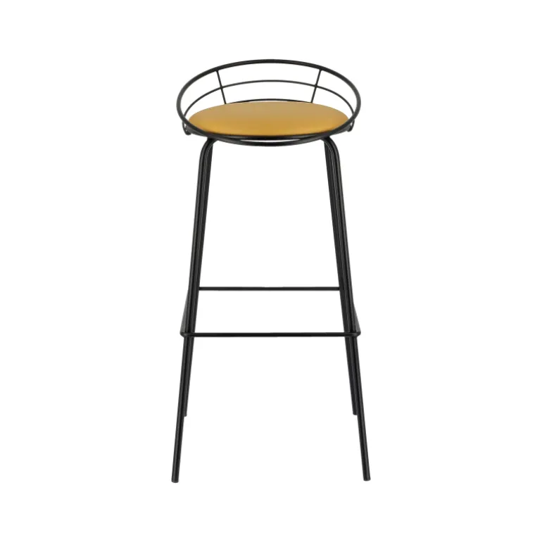 Yaël Carrier® Tabouret haut français rembourré en métal et simili