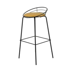 Yaël Carrier® Tabouret haut français rembourré en métal et simili