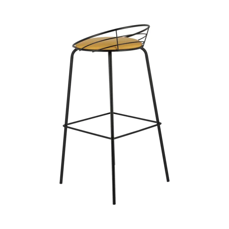 Yaël Carrier® Tabouret haut français rembourré en métal et simili