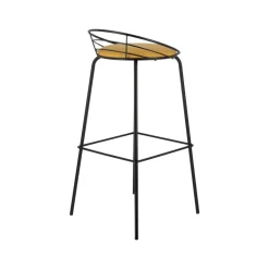 Yaël Carrier® Tabouret haut français rembourré en métal et simili