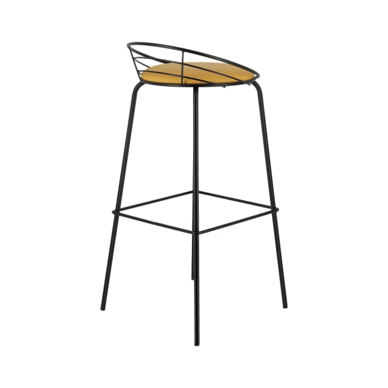 Yaël Carrier® Tabouret haut français rembourré en métal et simili