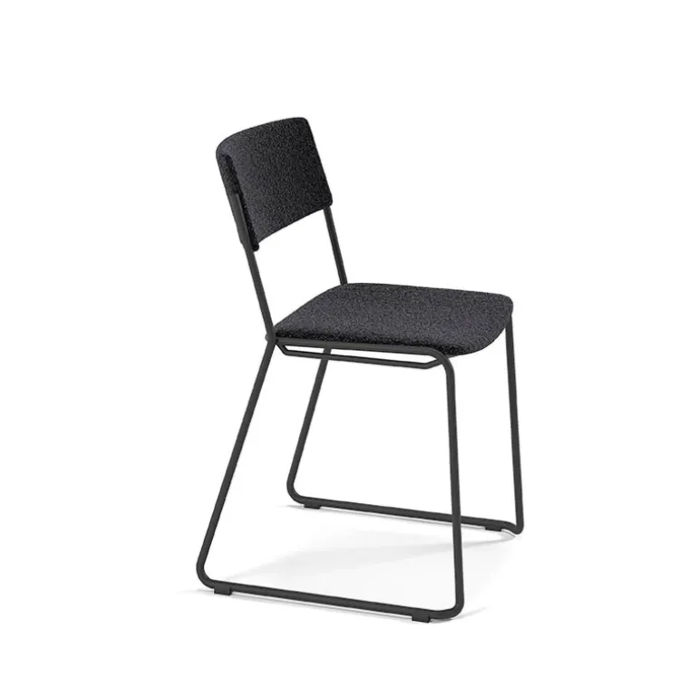 Zoom Chaise de salle à manger épurée en tissu pieds en traîneau