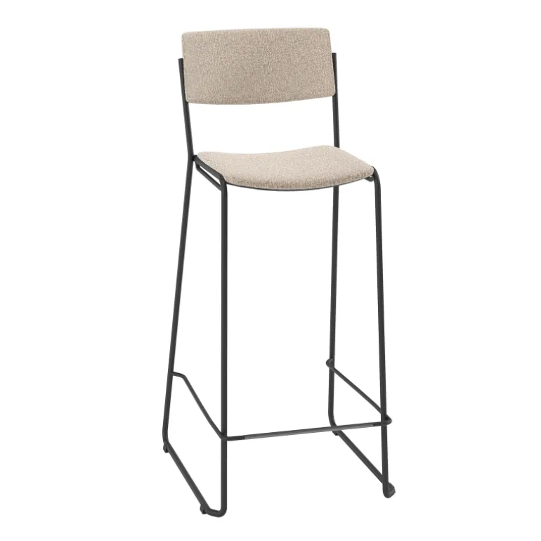 Zoom Tabouret de bar moderne et épuré en tissu pieds traîneau