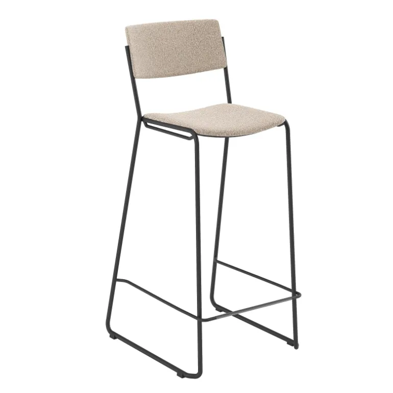 Zoom Tabouret de bar moderne et épuré en tissu pieds traîneau