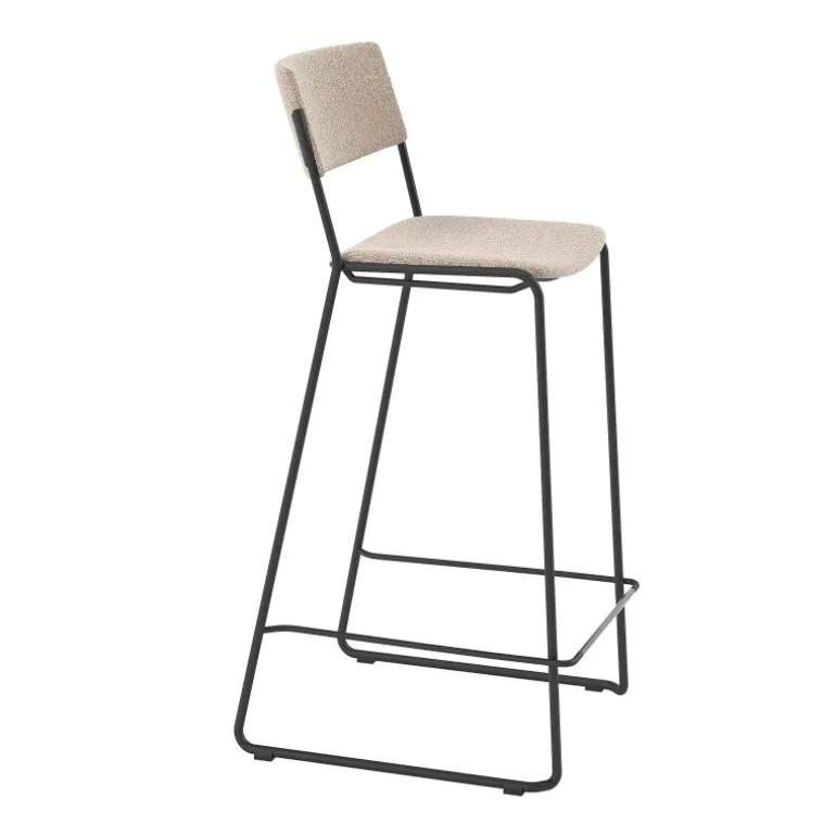 Zoom Tabouret de bar moderne et épuré en tissu pieds traîneau