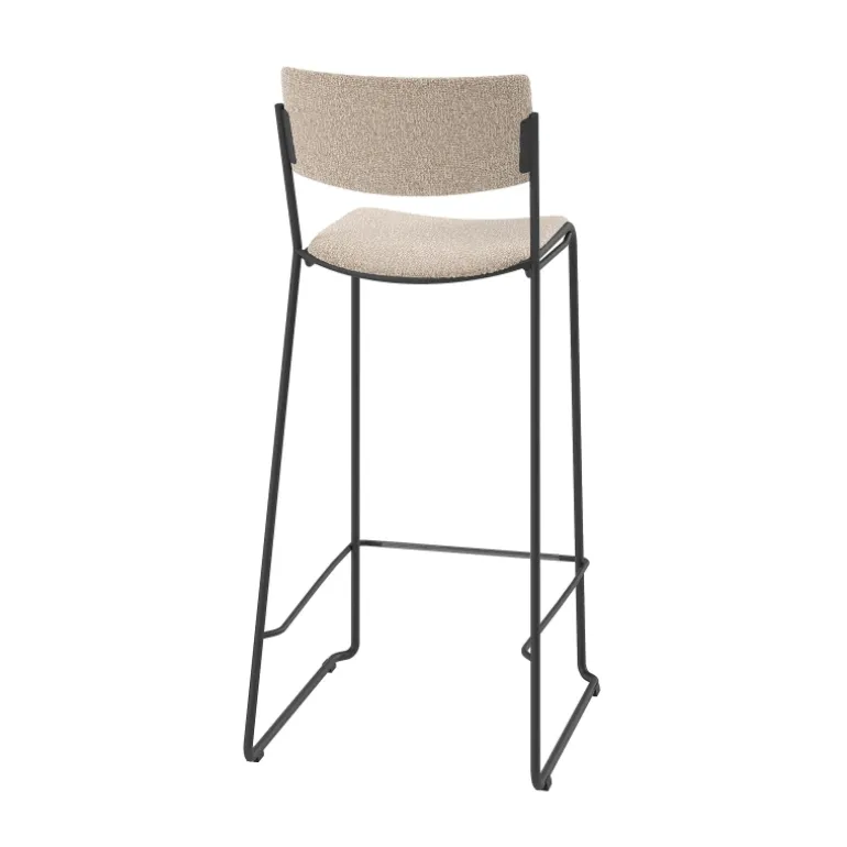 Zoom Tabouret de bar moderne et épuré en tissu pieds traîneau