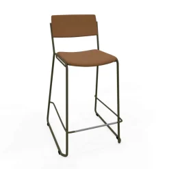 Zoom Tabouret snack moderne en simili avec pieds en traîneau